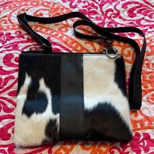 Black and White Genuine Cowhide Crossbody Bag